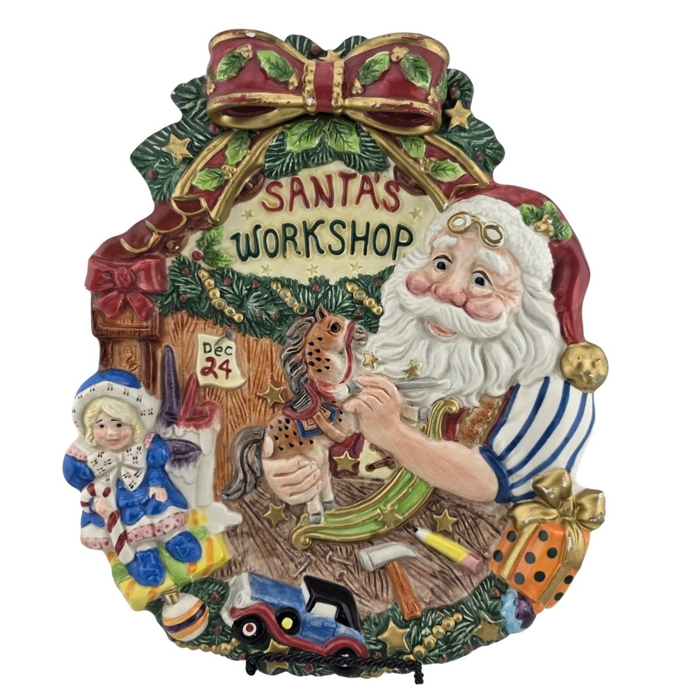 Fitz‎ and Floyd Santa's Workshop Ceramic Plate Platter Holiday Vintage Festive